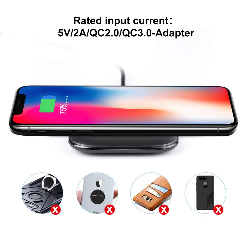 ARINO Wireless Charger Fast Wireless Charging Pad Portable QI Fast Wireless Charging Station Compatible for iPhone Xs/Xs Max/Xr/X/8/8 Plus Samsung Galaxy S9/S9 Plus and Other Qi Enable Devices