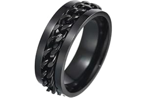 Udolfly Mens Fidget Rings Anxiety Spinner Rings for Men Classic Chain Rings for Women Adults Titanium Steel Ring