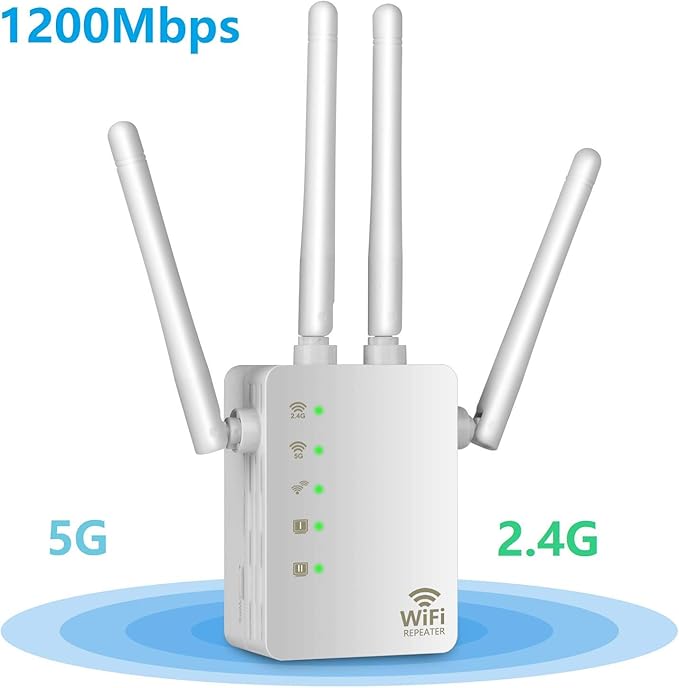 Aigital WiFi Repetidor 1200Mbps Amplificador Señal de WiFi Extensor de
