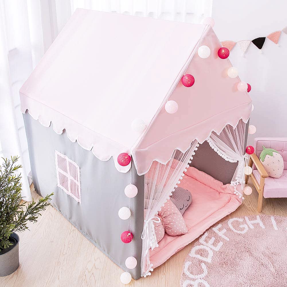Avrsol Kids Play Tent with Padded Mat - Large Playhouse Children Play Castle Fairy Tent for Girls Birthday Gift