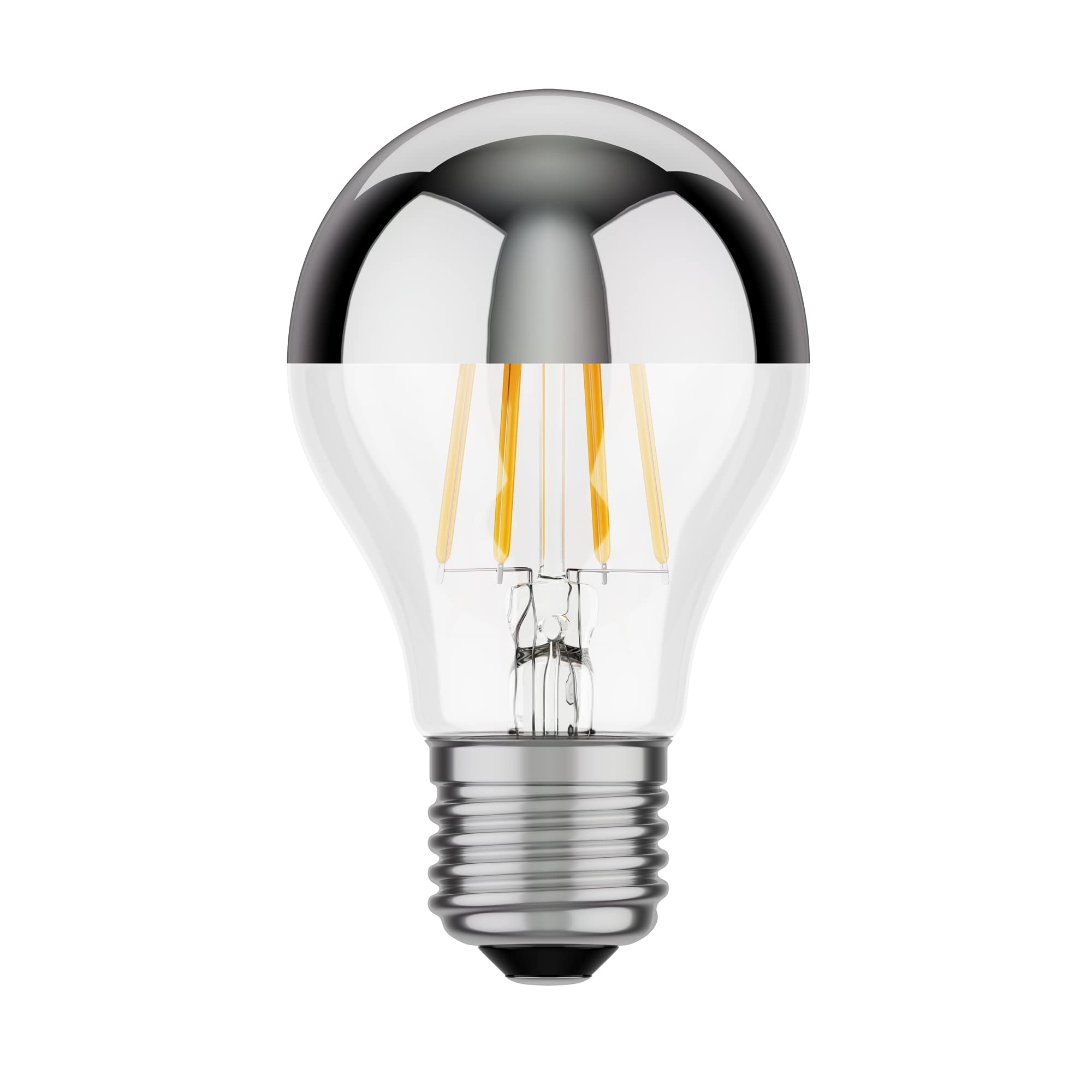 ledscom.de E27 LED Bulb, A60, Warm White (2700 K), 6 W, 667lm, Head Mirror (Silver) — image 1