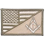 Masonic Square and Compasses USA Flag - 2.25x3.5 Morale Patch (Coyote Brown)