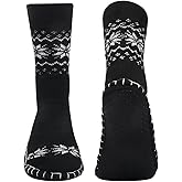 Vihir Men's Slipper Socks With Suede Non Slip Sole -Winter Knitted Home Warm Floor Indoor Stocking House