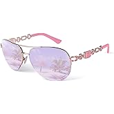 FONHCOO Aviator Sunglasses for Women Men Metal Frame UV400 Mirrored Sunglasses