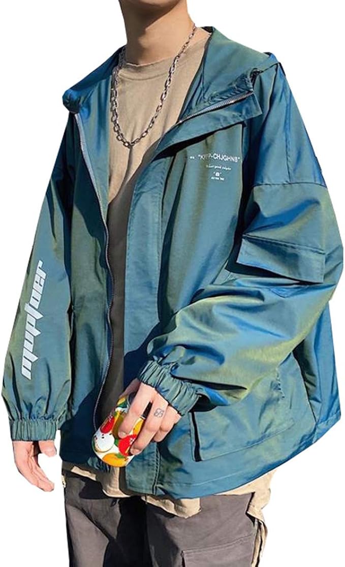 Yyq Shop ジャケット メンズ 長袖スタジャン フード付き オーバーサイズ ジャンパー 春服 ストリート系 アウター 春服 韓国ファッション ショートコート コート ジャケット 通販 Amazon