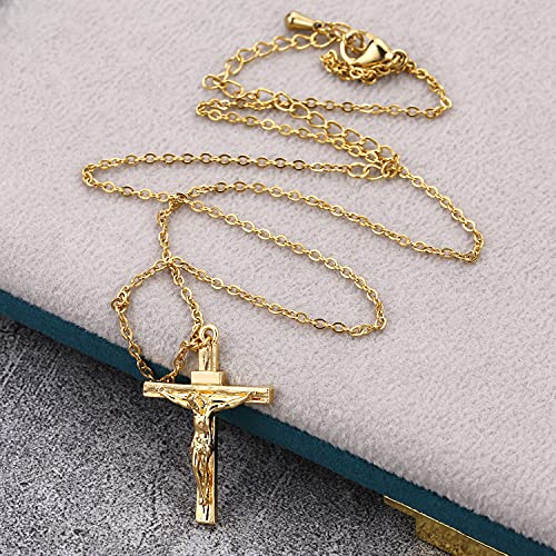 Pinsparkle Cross Necklaces For Women Men Crucifix Necklace Women Cross Necklace Jesus Necklace 18K Gold Plated Cross Chain