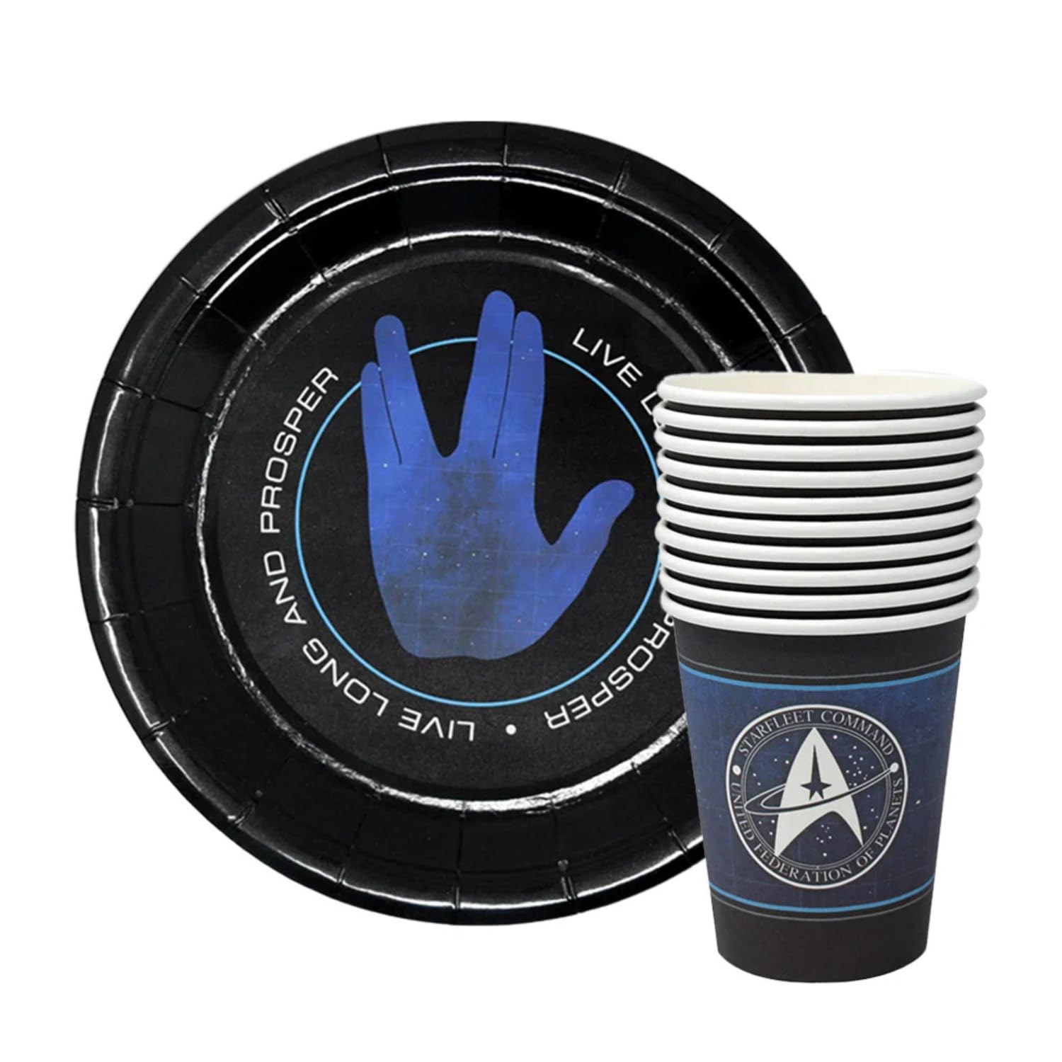 Star Trek Party Supplies Pack for 10 Guests - Includes Dinner & Dessert Plates, Napkins, Cups, Table Cloth - Official Star Trek Merchandise
