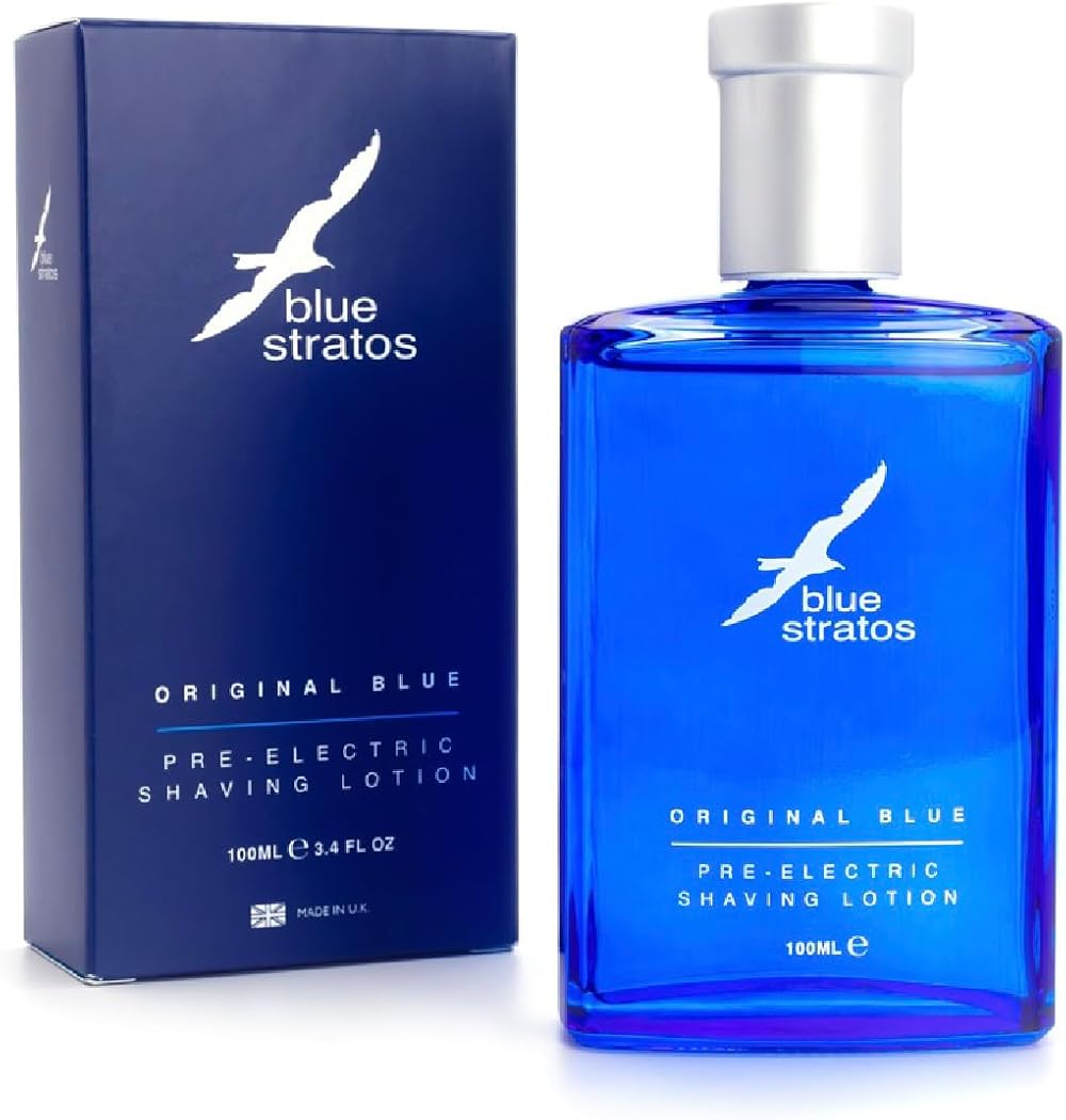 Blue Stratos Pre-Shave Lotion for Men, Original Blue, Cooling, 100ml