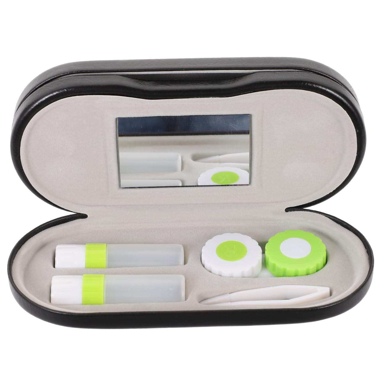 rosenice Portable Double Layer Glasses Box Hard Shell Pu Leather Travel Case with Mirror Tweezers Multipurpose Glasses Organizer for Men Women