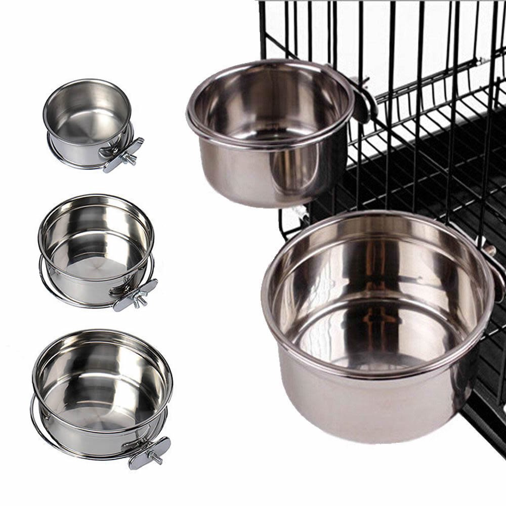 Bunty Stainless Steel Clip-On Dog Bowls - Crate Water/Dog Food Bowl for Small to Large Dogs - Ideal for All Pets - Easy Install, Rust Resistant - Large, 16cm Diameter
