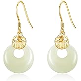Natural Jade Earrings 18k Gold Plated Sterling Silver Natural Jade Dangle Drop Earrings Jewelry for Women Gifts