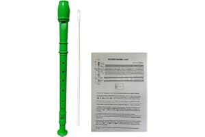 TOWNUS Soprano Recorder 8 Hole Classic German Style Descant Flute Musical Instruments + Cleaning Rod + Instruction for Beginners School Graduation Gift (Green)