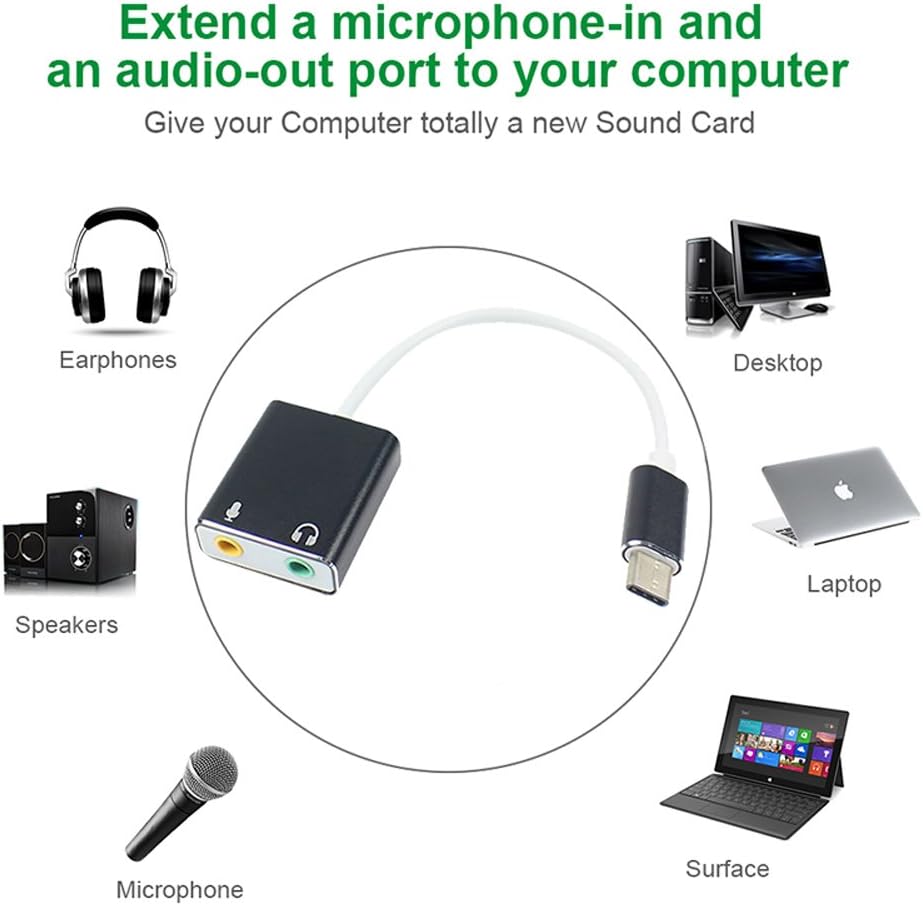 7 1 External Type C Usb Sound Card For Macbook Pro Air Usb C To 3 5mm Audio Jack Headphone Mic Sound Adapter For Pc Smartphone External Sound Cards Computers Accessories