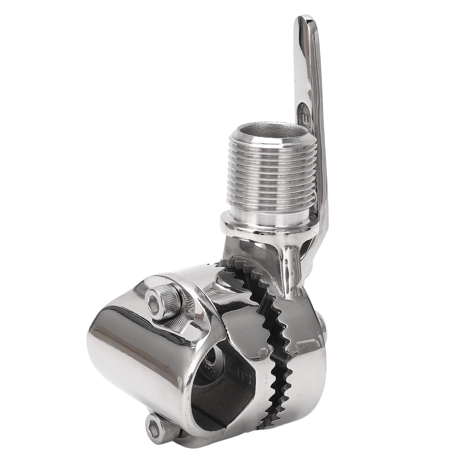 Marine VHF Antenna Mount, 316 Stainless Steel Rail Mount Adjustable Antenna Base Adjustable Ratchet Mount for 7/8 to 1in Rails