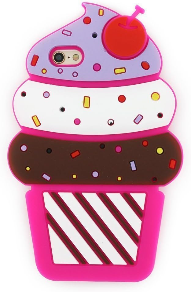 DiDicose Samsung Galaxy Luna/Express 3 / Amp 2 Case,3D Cartoon Animal Hot Pink Cherry Ice Cream Kitty Silicone Rubber Phone Case Cover for Samsung Galaxy Luna/Express 3 / Amp 2