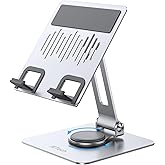 JETech Swivel Tablet Stand for 4-13" Tablets and Phones, Silver | Adjustable Swivel Desktop Holder, Foldable Cradle for iPad/iPad Air/Pro/Mini, Galaxy Tab A11/S11, etc
