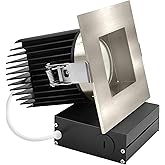 LUXRITE 4 Inch Recessed Light, Regressed Canless LED Spotlight, 5CCT 2700K-5000K, CRI90, 22W, 1700 Lumens High Output, 38º, Interchangeable Square Brushed Nickel Trim, Dimmable, IC & Wet