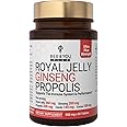 Bee and You Royal Jelly with Ginseng Tablet, Propolis Extract, 60ct, 100% Natural Superfood, Ultra Pure, Immune Support Supplement, Antioxidants, Keto, Paleo, Gluten-Free