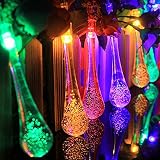 Hizing Solar Powered 30 LED Outdoor String Lights Water Drop Fairy Strip Light for Outside Garden,Patio,Party,Christmas,Landscape Decoration