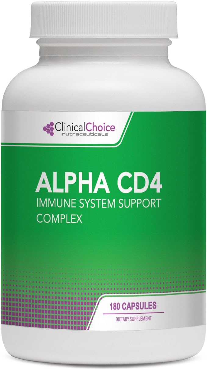 Clinical Choice - Alpha CD4 - Immune System Booster with Echinacea, Goldenseal, Colostrum & Astragalus - Promotes Immune System Health and Prevents Illness - 180 Capsules