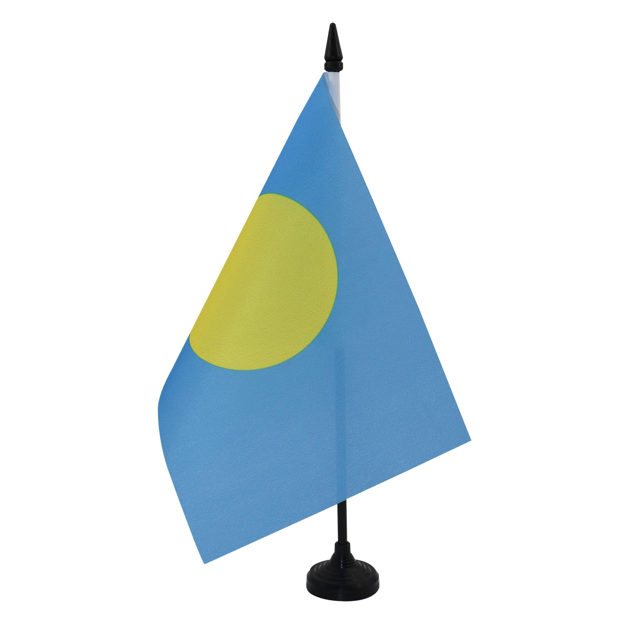 AZ FLAG Palau Table Flag 5'' x 8'' - Palauan Office Decoration 100% Polyester 21 x 14 cm - Mini Desk Flag with Pole and Black Plastic Base — image 1