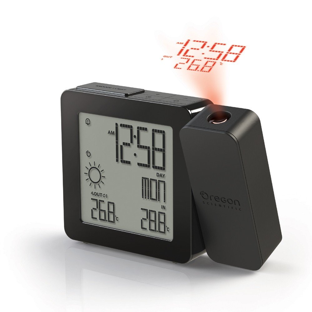 Oregon Scientific PROJI Radio Controlled Projection Clock with Weather  Forecast plus Indoor/Outdoor Temperature, Black: Amazon.co.uk: Kitchen &  Home