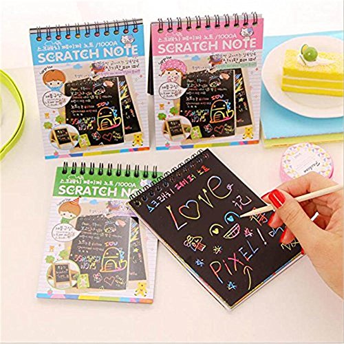 WYBS Kids Rainbow Colorful Scratch Art Kit Magic Drawing Painting Paper Notebook Gift - Thumbnail 5