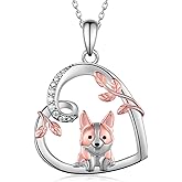 qielizhu Dog Necklace 925 Sterling Silver Corgi/Shiba Inu/Pug/Dachshund/Yorkie Necklace Pug Gifts for Pug Lovers Yorkie/Corgi Jewelry for Women