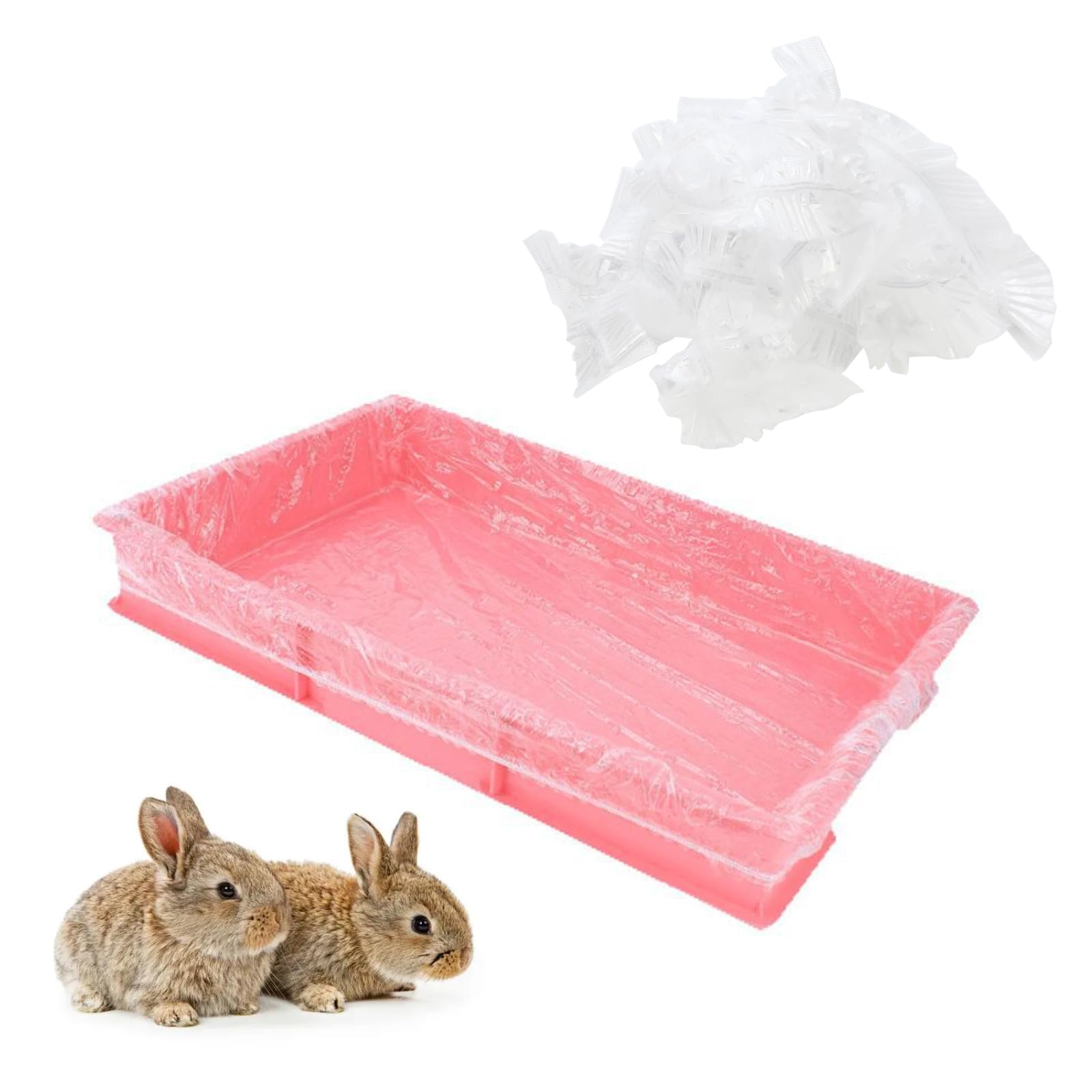 Meprotal 50PCS Disposable Rabbit Cage Liner Plastic Bunny Cage Liner Bag Universal Toilet Film for Small Animals Litter Pan