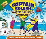 Water Balloon Launcher 500 Yards by Captain Splash, 3 Person Slingshot Cannon Catapult, 150 FREE Water Balloons & Carry Case Included (Blue, Extra Strong Latex Sling) 2018 Edition. Outdoor Games
