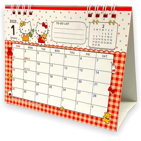 Amazon.com : Sanrio Hello Kitty Desk Ring Japanese Calendar 2023 Year 12  month 7.1 in x 5.4 in : Office Products