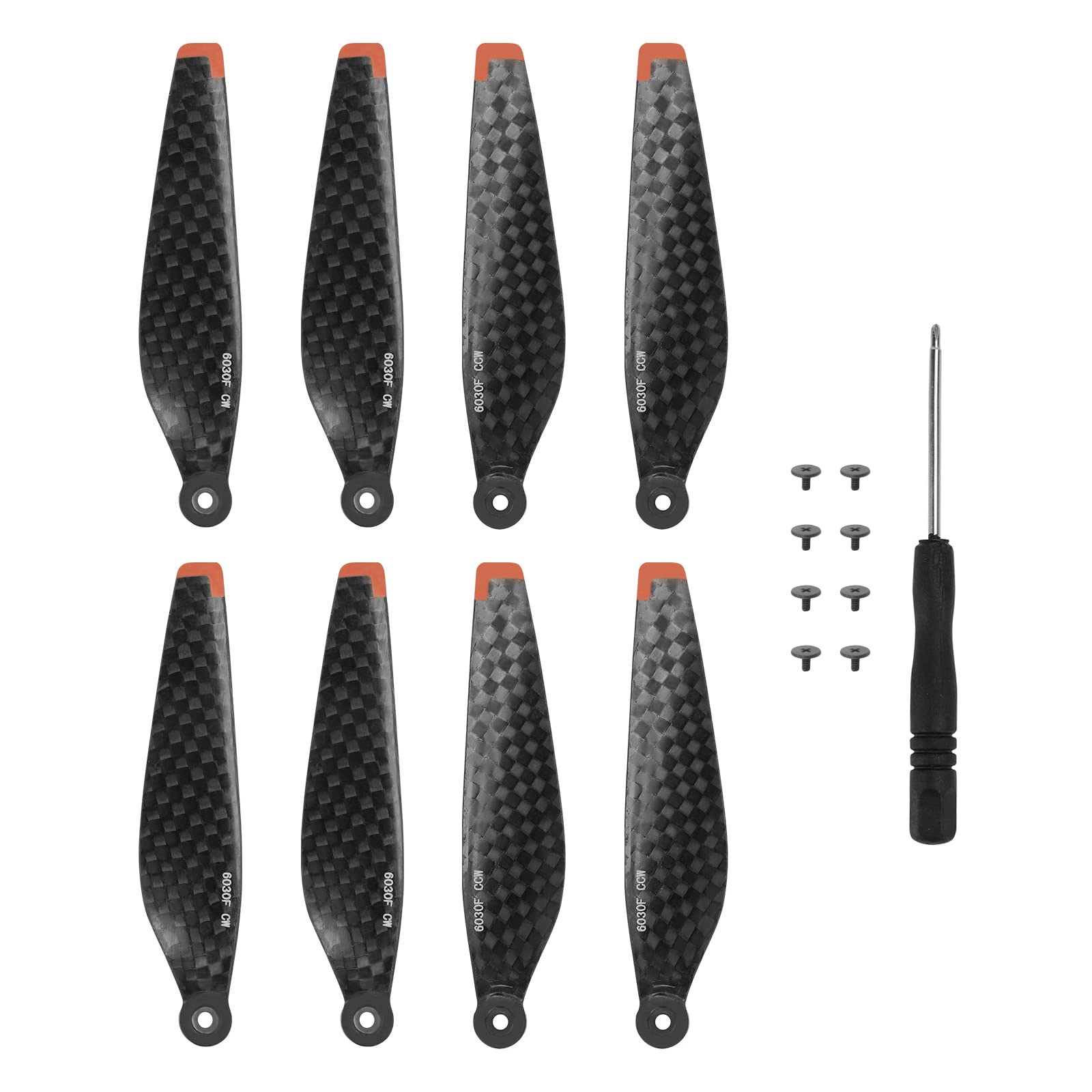 Hensych 8pcs 6030F Carbon Fiber Propellers for Mini 3 Pro Drone,Lightweight High Strength High Hardness Low Noise Wring Blades Spare Parts with Screws for Mini 3 Pro Drone