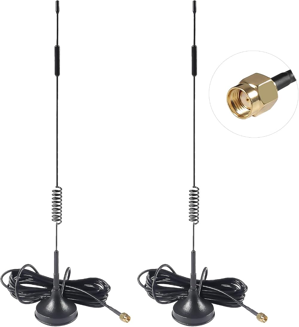 AEDIKO 2x 7dBi 4G LTE Antenna RP-SMA Male Magnetic Base 3m RG174 Cable