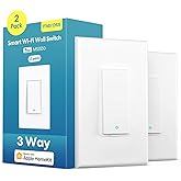 meross 3-Way Smart Single Pole Light Switch, Neutral Wire Required, Remote and Voice Control, Compatible with Apple HomeKit, 