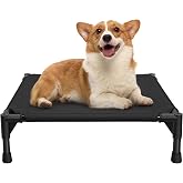 Love&amp;go Elevated Dog Bed with Metal Frame, Cooling Raised Pet Cot for Dog and Cat (S - Black, Small-18.5x18.5x5.5 inch)
