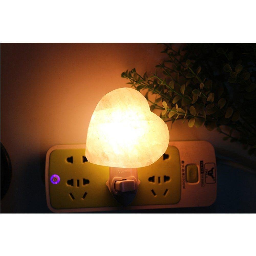 Niubity Salt Lamp,3D Heart Himalayan Pink Natural Crystal Salt Night Light with UL-Approved Wall Plug for Air Purifying, Lighting and Decoration