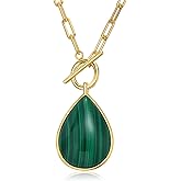 AIBAO Natural Turquoise/Coral/Lapis Lazuli/Malachite Necklaces for Women Sterling Silver Gemstone Toggle Necklace Western Boho Jewelry