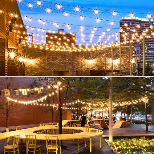 FIFlying Outdoor Fairy Lights, 48.15M/158FT G40 Waterproof Garden Lights with 70+2 LEDs, 2700K Warm White Outdoor Light Chains, Suitable for Patios, Parties, Festivals, Weddings, Gardens