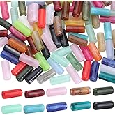 SOFPLATE 1 Box 100Pcs Imitation Gemstone Beads Tube Stone Beads Artifical Crystal Acrylic Column Spacer Bead with Hole Small Colorful Loose Spacers for Jewelry Making Necklaces Bracelet Adult
