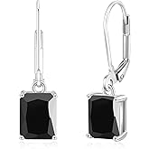 IUITY Rectangular-cut Leverback Dangle Earrings for Women Hypoallergenic Multi-color Cubic Zirconia Earrings Lightweight Diamond Drop Earrings Jewelry Gift for Wedding, 14K White/Gold Plated, 8mm