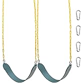 Orgrimmar 2 Pack Swing Seat for Kids Heavy Duty 66” Chain Plastic Coated Outdoor Playground Swing Set Accessories Replacement with Snap Hooks (Green)