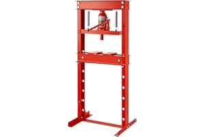 ELITEEDGE 20T Hydraulic Press, Heavy Duty H-Frame Garage Floor Hydraulic Shop Press with Press Plates, Adjustable Working Table Height, for Auto Repair, Red