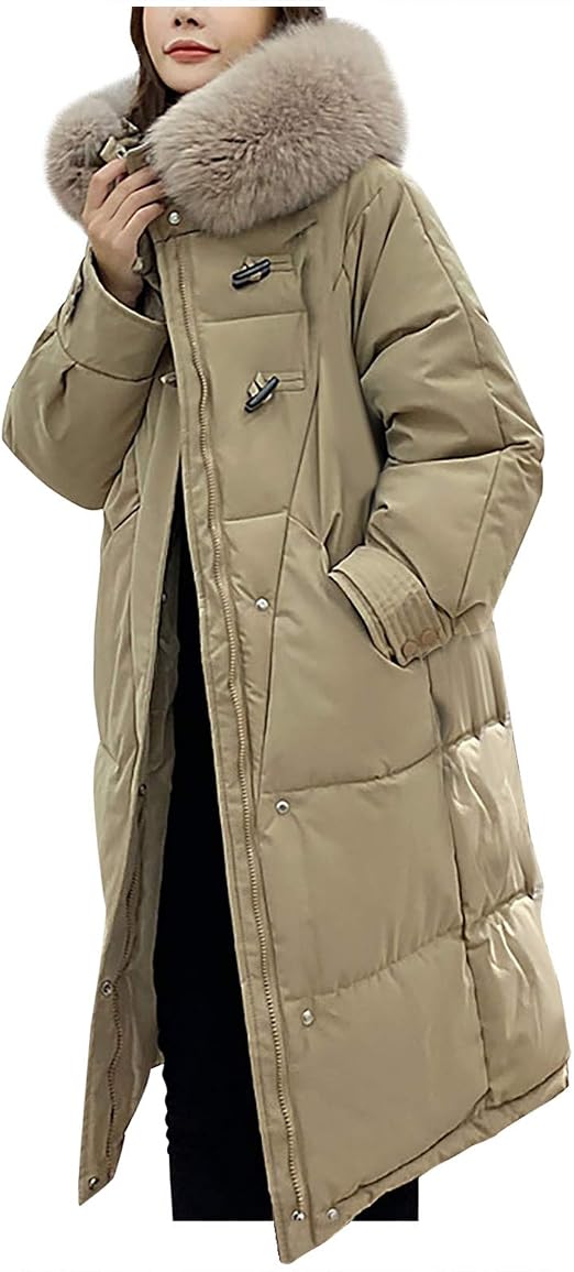 Doudoune Mi-longue Femme - Parka Imperméable Chaude Avec Capuche Fourrure