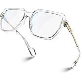 VISOONE Oversized Blue Light Blocking Glasses with Chic Square TR90 Frame and Metal Temple for Women Men REMY