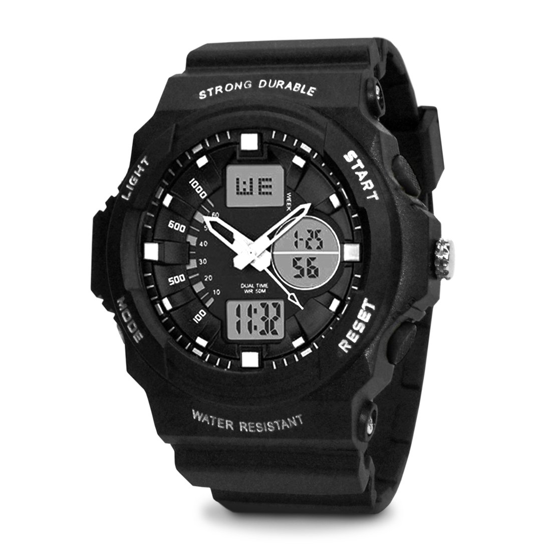 TOPCABIN Swim Watch Digital-analog Kids Teenager Boys Girls Sport Digital Watch with Alarm Stopwatch Chronograph-50m Water Proof Wristwatch Electronic Sport Watch for Boys Junior Children Whitee