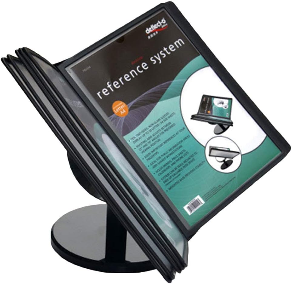 Office Desk Display Stand Durable Desk Display Unit For A4 Size Documents, 20 Pages，Black,Black