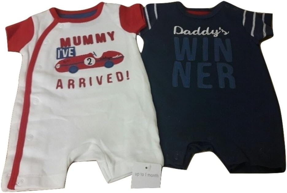 Ex Mothercare 2 pack Baby Boy Bodysuit, Romper Suit,Sleep Suit, Babygrow,Baby Grow,100% Cotton,All In one,Onesie, Blue & Red Colour, 1 month - 36 Months.