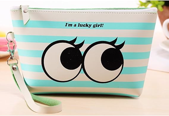 化粧ポーチ 可愛い おしゃれ 韓国 人気 かわいい Puレザー 化粧品ポーチ がま口 小物入れ 大容量 機能 防水 収納 ポーチ ブランド 黒 ピンク 8色 大きな目 Shin Ken 化粧ポーチ 通販 Amazon