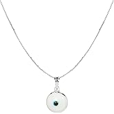 PICK YOUR CHARM - Blue Red or White Evil Eye Protection Charm Pendant on 20 Inch Silver Box Chain Necklace for Men & Women - Evil Eye Jewelry in 925 Sterling Silver