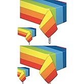 Oojami 4 Pack Rainbow Tablecloths 54 x 108 Inch – Disposable Plastic Table Covers for Birthday Party, Baby Shower, Carnival, Rectangle Table, Colorful Party Supplies, Rainbow Theme Decor
